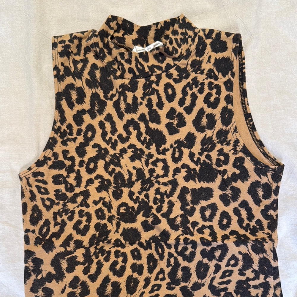 LNA Leopard Print Sleeveless Top